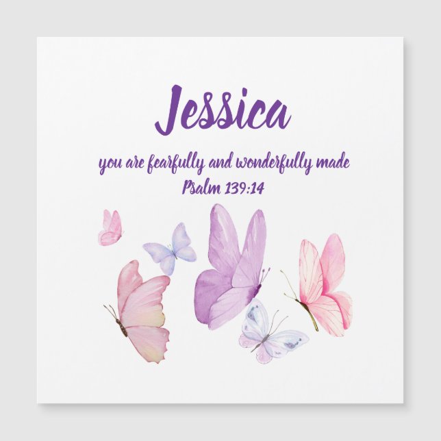 Blissful Butterfly Psalm 139:14 Magnet (Vorderseite)