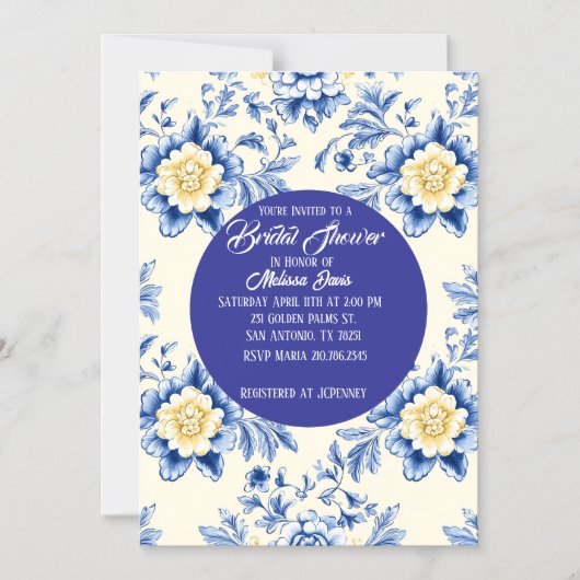 Blissful Chinoiserie Bridal Shower Invitation Magneteinladung (Vorderseite)