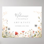Blissful Colorful Boho Wildblume Wedding Willkomme Poster (Vorne)