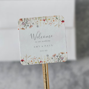 Blissful Colorful Boho Wildblume Wedding Willkomme Quadratischer Aufkleber
