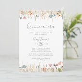 Blissful Colorful Boho Wildflower Quinceañera Einladung (Stehend Vorderseite)
