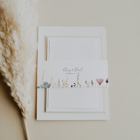 Blissful Colorful Boho Wildflower Wedding Einladungsbanderole