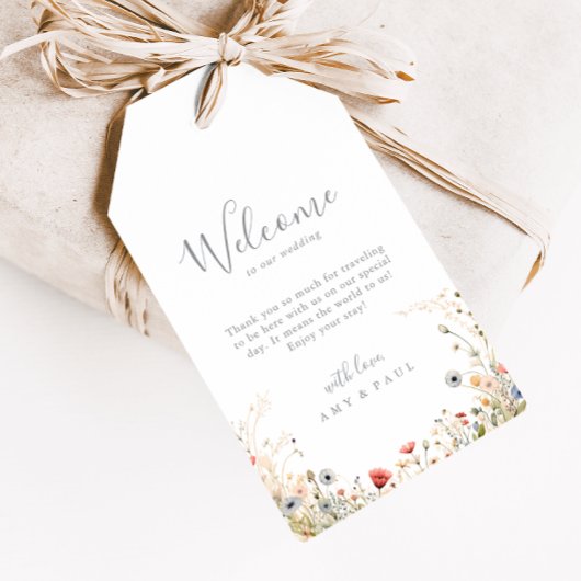 Blissful Colorful Boho Wildflower Wedding Welcome Geschenkanhänger