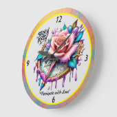 "Blissful Compass Rose Emblem" Große Wanduhr (Winkel)