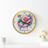 "Blissful Compass Rose Emblem" Große Wanduhr (Zuhause)