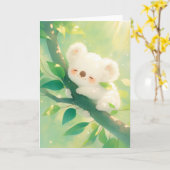 Blissful Koala umarmt einen Zweig Karte (Gelbe Blume)
