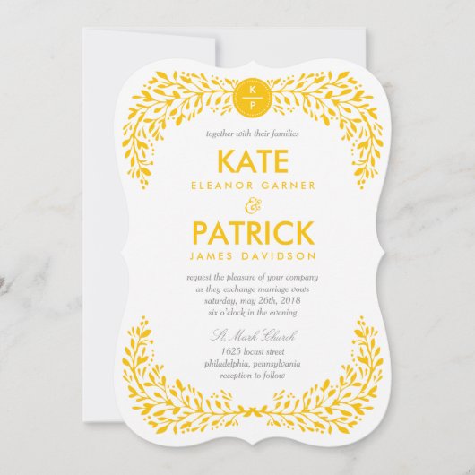 Blissful Laurel EDITABLE FARBE Hochzeit Einladung (Vorderseite)