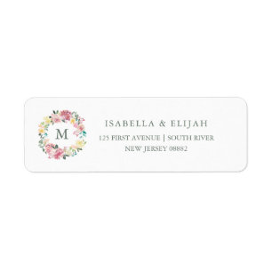 Blissful Liebe Watercolor-Rosa-Blumenmonogramm