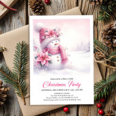Blissful Pink Snowman Digital Christmas Invite Kid Einladung