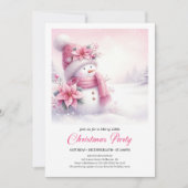 Blissful Pink Snowman Digital Christmas Invite Kid Einladung (Vorderseite)