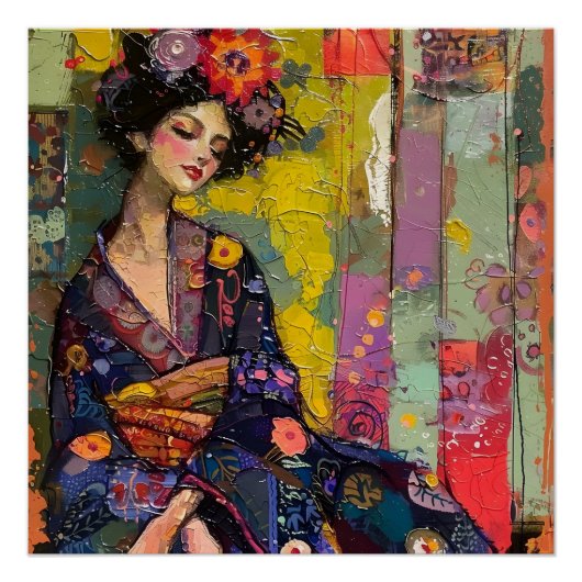 Blissful Women in Kimono Poster (Vorderseite)