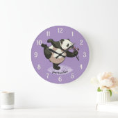 Blissvoll Panda riecht Blossom-Blume mit Text Große Wanduhr (Zuhause)