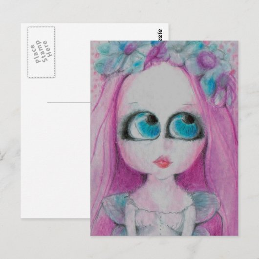 Blithe a Pink Blume Fee schweigend wünschen Postkarte (Vorne/Hinten)