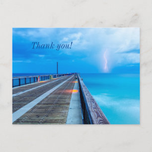 Blitz am Navarre Beach Pier Danke-Postkarte Postkarte