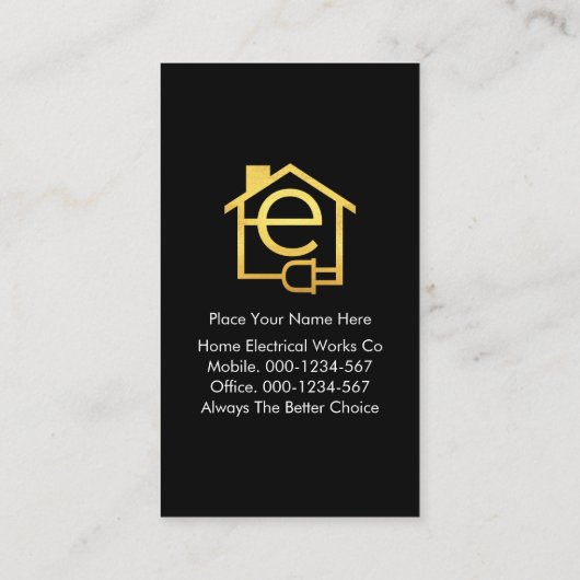 Blitz auf elektrischer Zuhause Visitenkarte (Rückseite)