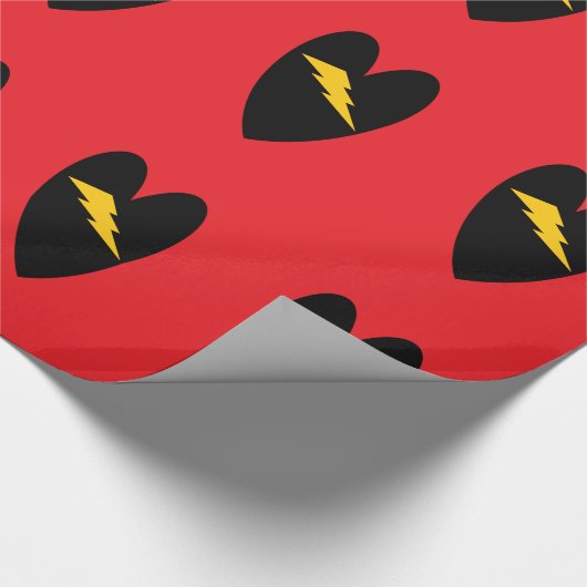Blitz Bolt Hearts Geschenkpapier (Ecke)