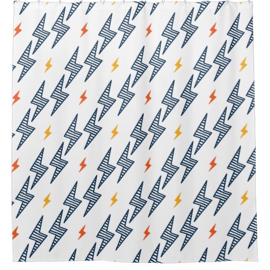 Blitz Bolzen Doodle Nahtloser Blitz Duschvorhang (Vorderseite)
