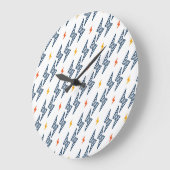 Blitz Bolzen Doodle Nahtloser Blitz Große Wanduhr (Winkel)