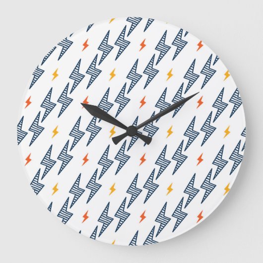 Blitz Bolzen Doodle Nahtloser Blitz Große Wanduhr (Vorderseite)
