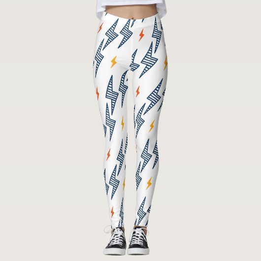 Blitz Bolzen Doodle Nahtloser Blitz Leggings (Vorderseite)