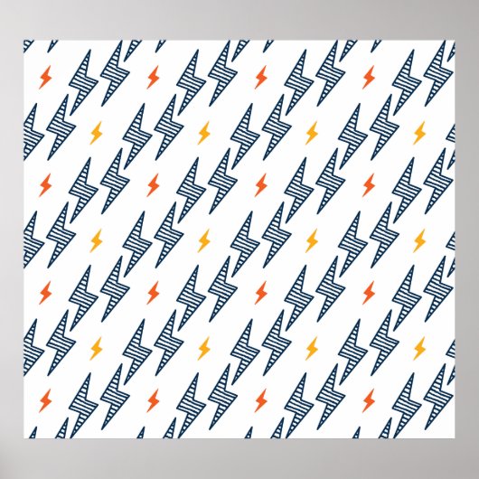 Blitz Bolzen Doodle Nahtloser Blitz Poster (Vorne)