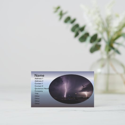 Blitz-Bolzen über Hafen-Stadt Visitenkarte (Stehend Vorderseite)