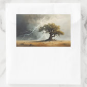 Blitz, der Baumgemälde trifft. Rechteckiger Aufkleber (Tasche)