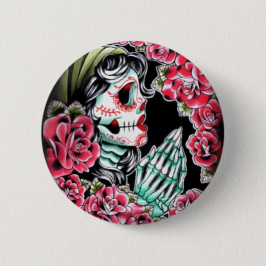 Blitz Dia De Los Muertos Tattoo Button (Vorderseite)