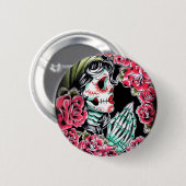 Blitz Dia De Los Muertos Tattoo Button (Vorne & Hinten)