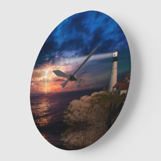 Blitz in einem Leuchtturm. Große Wanduhr (Winkel)