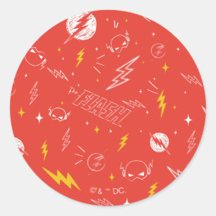 Blitz-Logo und Doodle-Muster Runder Aufkleber