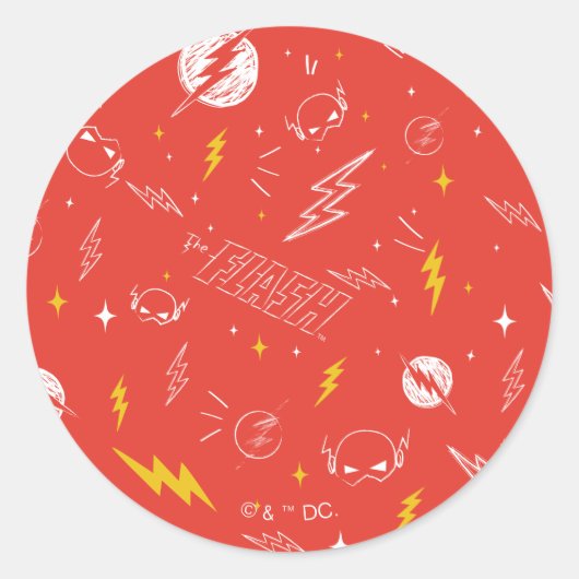 Blitz-Logo und Doodle-Muster Runder Aufkleber (Vorderseite)