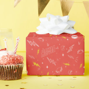 Blitz-Logo und Gekritzel-Muster Geschenkpapier