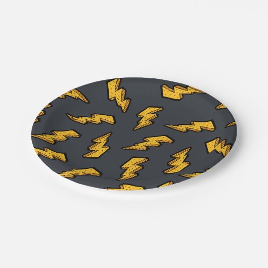 Blitz-Muster Pappteller (Schrägansicht)