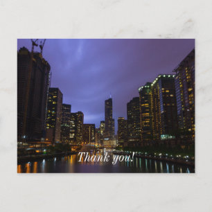 Blitz über Chicago River Dankeschön-Postkarte Postkarte