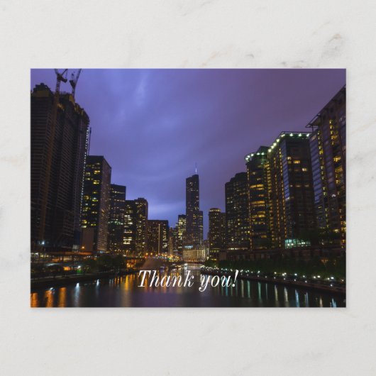 Blitz über Chicago River Dankeschön-Postkarte Postkarte (Vorderseite)