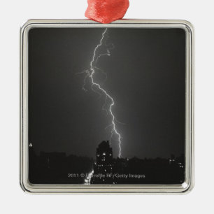 Blitz über Stadt Silbernes Ornament