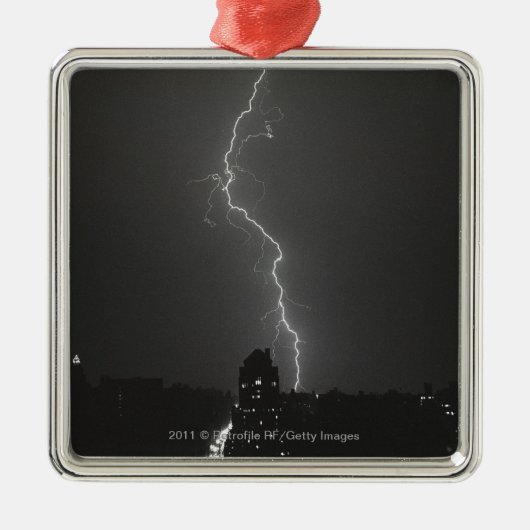 Blitz über Stadt Silbernes Ornament (Vorne)