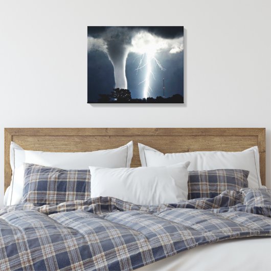 Blitz und Tornado Wrapped Canvas Leinwanddruck (Insitu (Schlafzimmer))