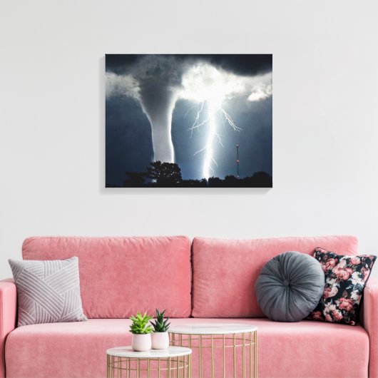 Blitz und Tornado Wrapped Canvas Leinwanddruck (Insitu (Wohnzimmer))