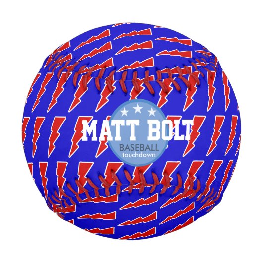 Blitzbolzen rot/blau personalisiert baseball (Vorderseite)