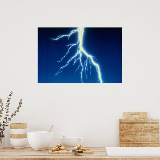 Blitzbolzen über blauem Hintergrund Poster (Küche)
