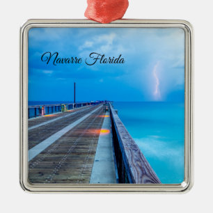 Blitze am Navarra Beach Pier Ornament Aus Metall