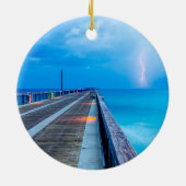 Blitze am Navarre Beach Pier Keramik Ornament (Hinten)