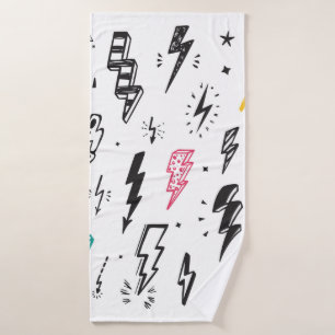 Blitze Bolzen Vintages Set. Hand Drawn Doodle Lig Badehandtuch