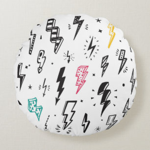 Blitze Bolzen Vintages Set. Hand Drawn Doodle Lig Rundes Kissen