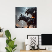 Blitze Cyborg-Wölfe Poster (Heimbüro)