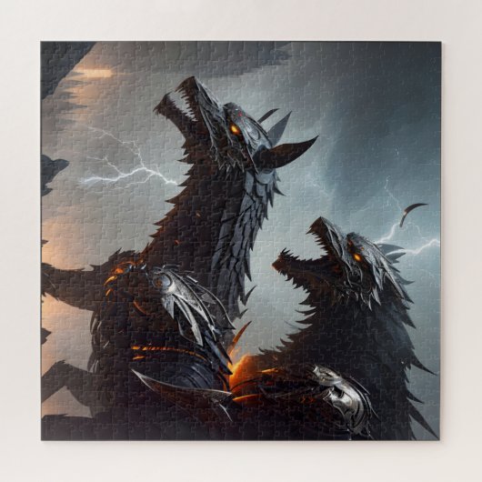 Blitze Cyborg-Wölfe Puzzle (Horizontal)