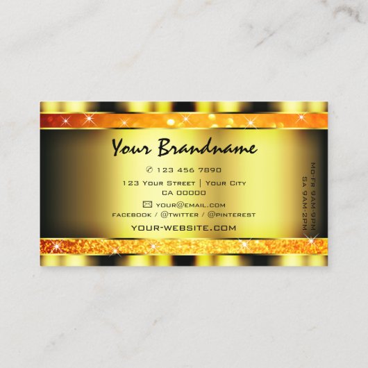 Blitze goldfarbene, glänzende Glitzer Stars auffal Visitenkarte (Rückseite)