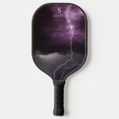Blitze im Night Sky Thunderstorm Mit Monogramm Pickleball Schläger (Rückseite)